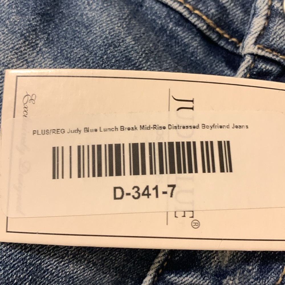 Judy blue lunch break size 7/28 mid rise distressed boyfriend jeans NWT - Picture 7 of 7